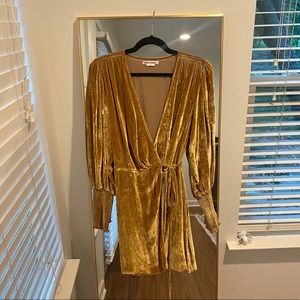 Reformation Gold Velvet Mini Dress